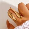Wholesale Geometric Trumpet Flower Bowlshaped Zinc Alloy Electroplated Baroque Open Ring For Women