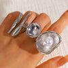 Wholesale Geometric Trumpet Flower Bowlshaped Zinc Alloy Electroplated Baroque Open Ring For Women