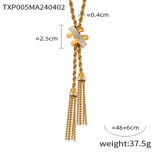Wholesale Geometric Twist Chain Jewelry 316L Stainless Steel Gold Plated With Diamond Design Sense