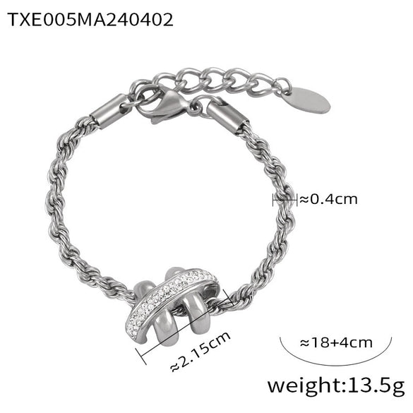 Wholesale Geometric Twist Chain Jewelry 316L Stainless Steel Gold Plated With Diamond Design Sense