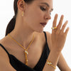 Wholesale Geometric Twist Chain Jewelry 316L Stainless Steel Gold Plated With Diamond Design Sense