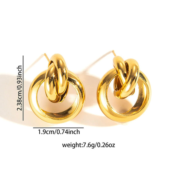 Wholesale Geometric Twist Twist Stud Earrings In Titanium Steel With Matte Texture Hollow Design Retro Elegant Style Electroplated For Women's Fashion