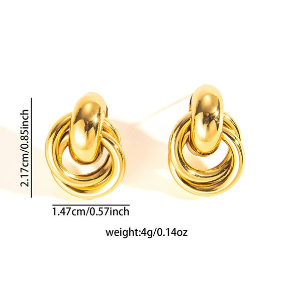 Wholesale Geometric Twist Twist Stud Earrings In Titanium Steel With Matte Texture Hollow Design Retro Elegant Style Electroplated For Women's Fashion