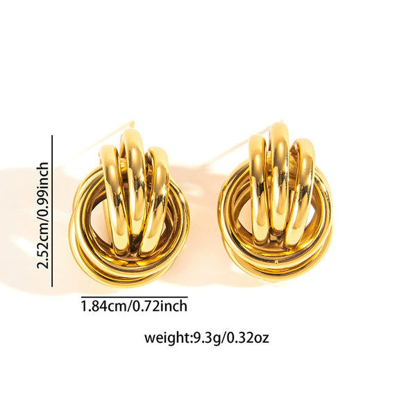 Wholesale Geometric Twist Twist Stud Earrings In Titanium Steel With Matte Texture Hollow Design Retro Elegant Style Electroplated For Women's Fashion