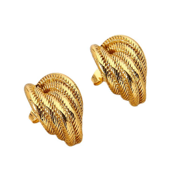 Wholesale Geometric Twisted Stainless Steel 18K Gold Plated Earrings For Women