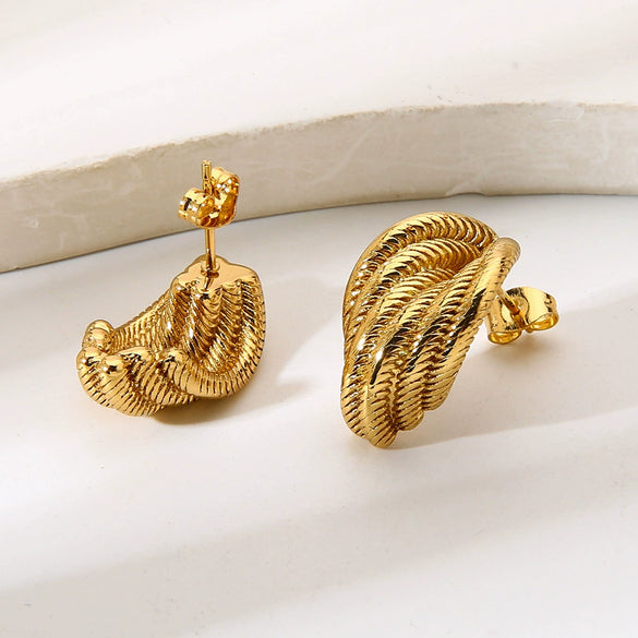 Wholesale Geometric Twisted Stainless Steel 18K Gold Plated Earrings For Women