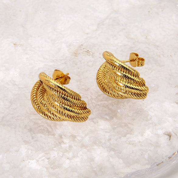 Wholesale Geometric Twisted Stainless Steel 18K Gold Plated Earrings For Women