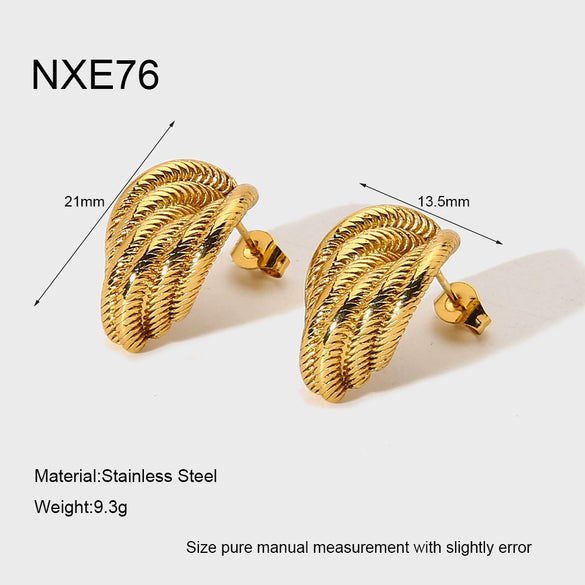 Wholesale Geometric Twisted Stainless Steel 18K Gold Plated Earrings For Women