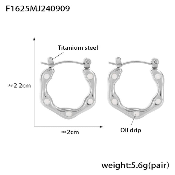 Wholesale Geometric U Shaped Oil Drop Titanium Steel Women's Earrings 18K Gold Plated Pvd