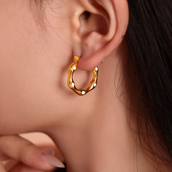 Wholesale Geometric U Shaped Oil Drop Titanium Steel Women's Earrings 18K Gold Plated Pvd