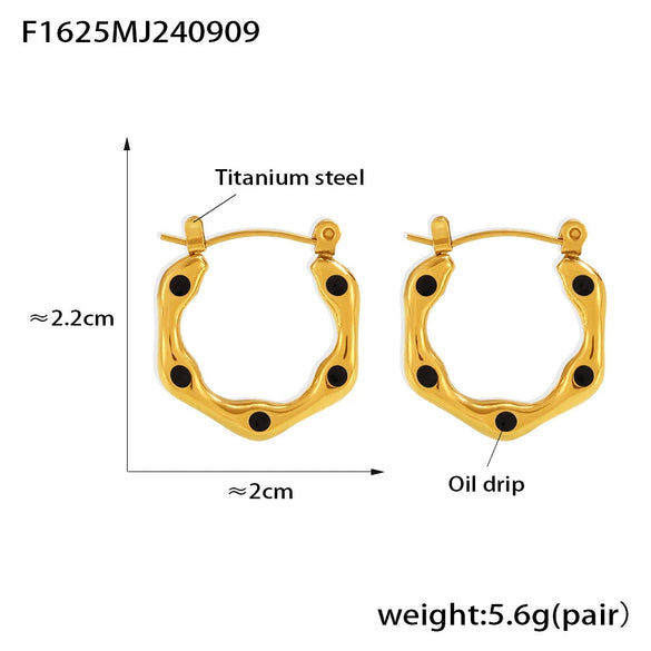 Wholesale Geometric U Shaped Oil Drop Titanium Steel Women's Earrings 18K Gold Plated Pvd