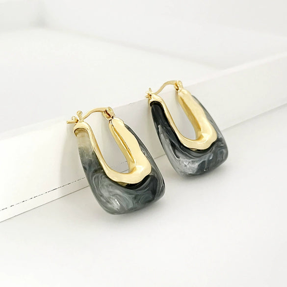Wholesale Geometric U Shaped Zinc Alloy Color Jelly Ear Rings For Women With Electroplating Treatment Light Luxury Niche Design