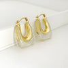 Wholesale Geometric U Shaped Zinc Alloy Color Jelly Ear Rings For Women With Electroplating Treatment Light Luxury Niche Design