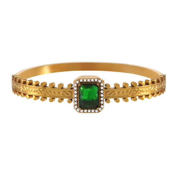 Wholesale Geometric Unique Style Stainless Steel Zircon 18K Gold Plated Bracelet