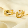 Wholesale Geometric Ushaped Doubleline Stainless Steel 16K Gold Plated Earrings For Women