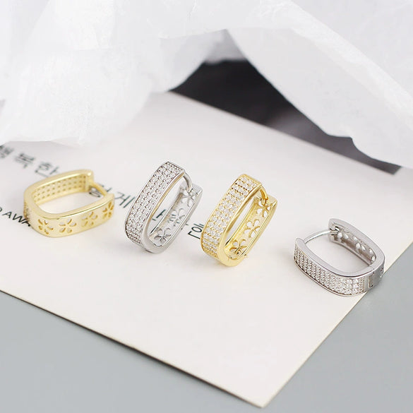 Wholesale Geometric Ushaped Micro Inlaid Zircon S925 Silver Electroplated Ear Buckle Jewelry For Women
