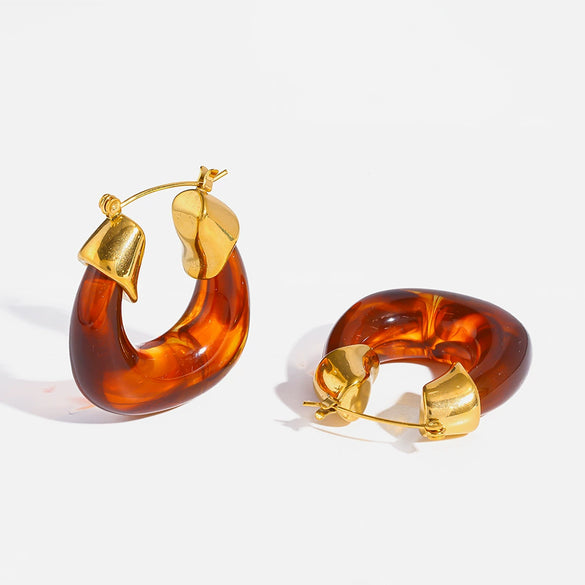 Wholesale Geometric Vintage Style Stainless Steel 18K Gold Plated Earrings For Women