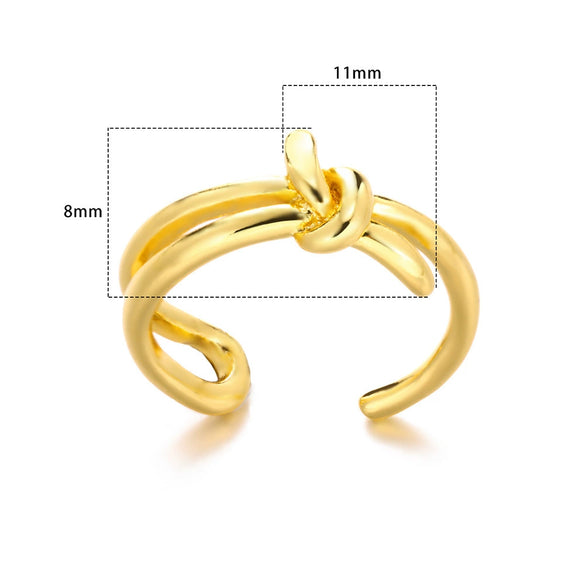 Wholesale Geometric Water Drop Double Knot Goldplated Copper Ring For Men And Women