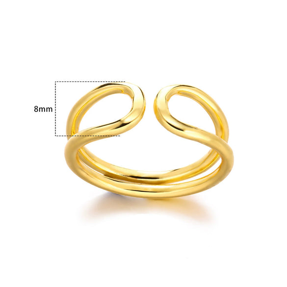 Wholesale Geometric Water Drop Double Knot Goldplated Copper Ring For Men And Women