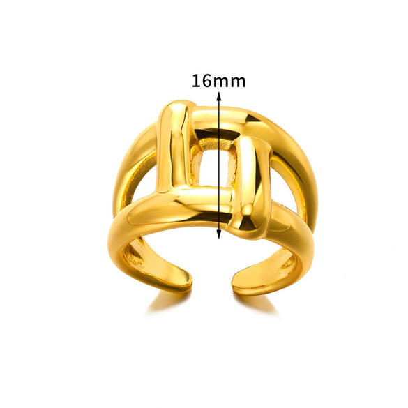 Wholesale Geometric Water Drop Double Knot Goldplated Copper Ring For Men And Women