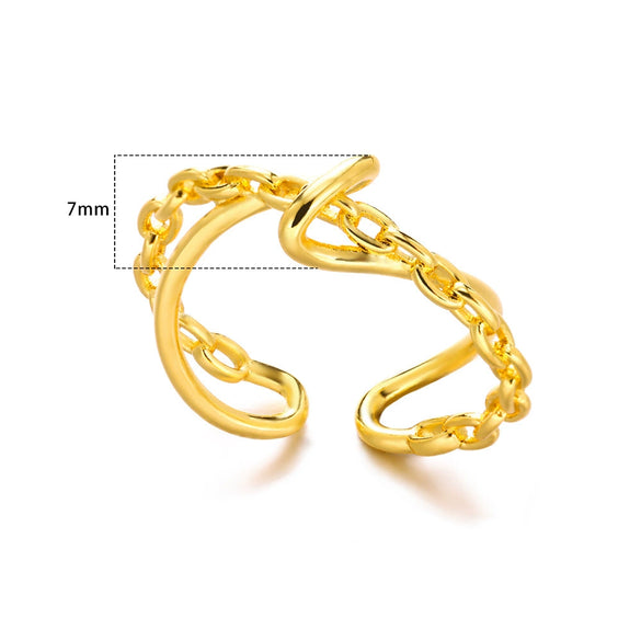 Wholesale Geometric Water Drop Double Knot Goldplated Copper Ring For Men And Women