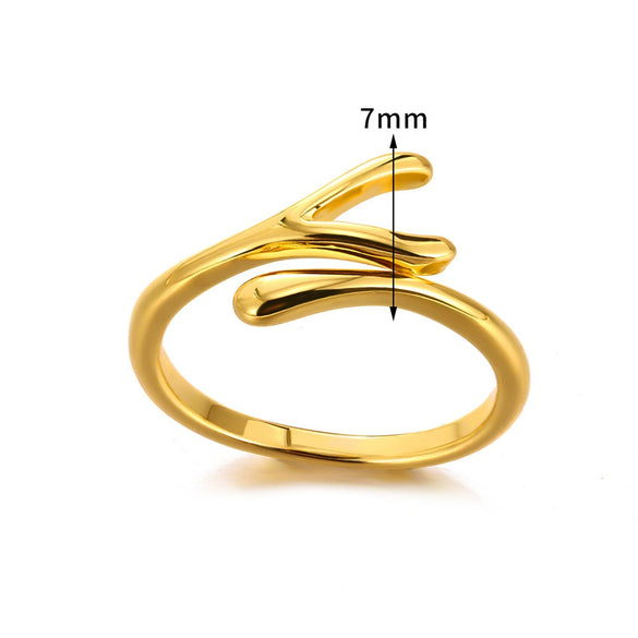 Wholesale Geometric Water Drop Double Knot Goldplated Copper Ring For Men And Women