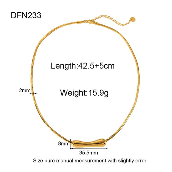 Wholesale Geometric Water Drop Pullout Stainless Steel And Titanium Steel Necklace 18K Gold Electroplated Jewelry For Women