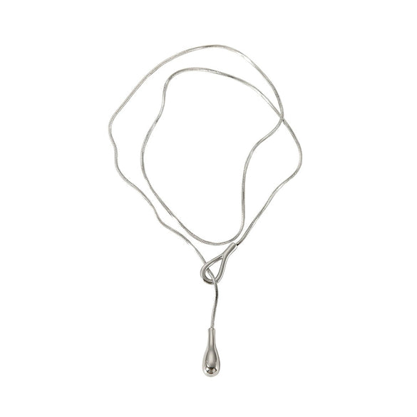 Wholesale Geometric Water Drop Pullout Stainless Steel And Titanium Steel Necklace 18K Gold Electroplated Jewelry For Women