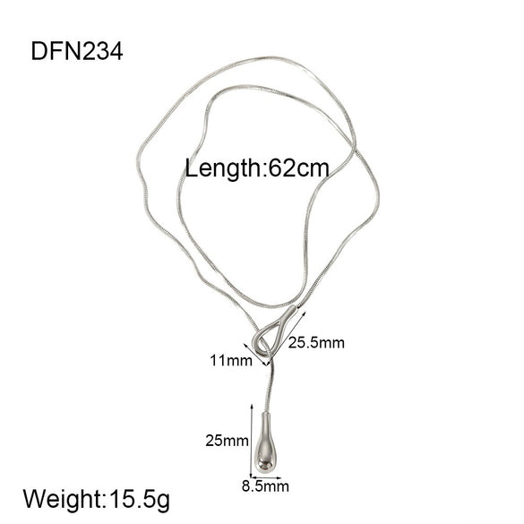 Wholesale Geometric Water Drop Pullout Stainless Steel And Titanium Steel Necklace 18K Gold Electroplated Jewelry For Women