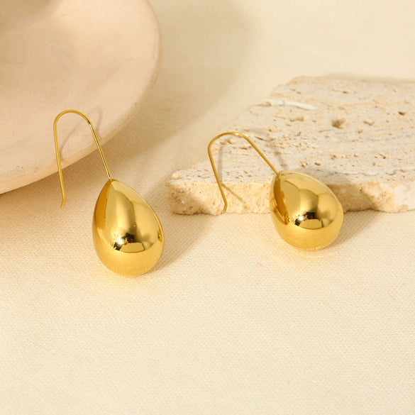 Wholesale Geometric Water Drop Stainless Steel Earrings 18K Gold Plated For Women