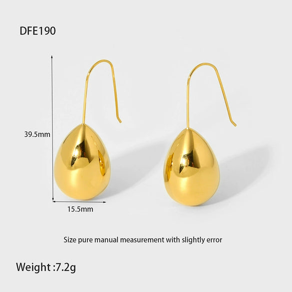 Wholesale Geometric Water Drop Stainless Steel Earrings 18K Gold Plated For Women