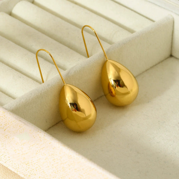 Wholesale Geometric Water Drop Stainless Steel Earrings 18K Gold Plated For Women