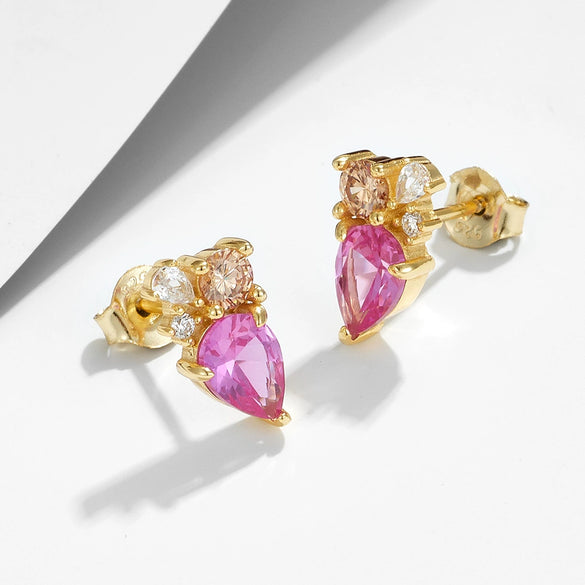 Wholesale Geometric Water Drop Zircon Sterling Silver Earrings For Women With Diamond Treatment