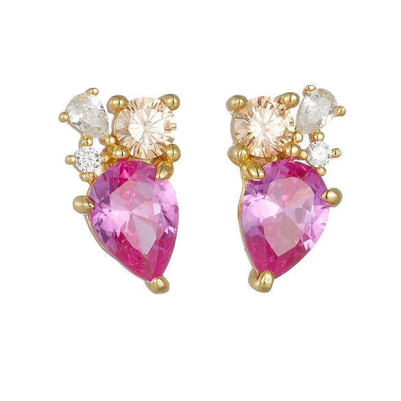 Wholesale Geometric Water Drop Zircon Sterling Silver Earrings For Women With Diamond Treatment
