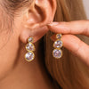 Wholesale Geometric Water Drops Inlaid Zircon 316L Stainless Steel Earrings 18K Gold Antiallergy Electroplated For Women