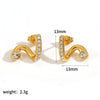 Wholesale Geometric Wave Design Diamond Stainless Steel Earrings For Women