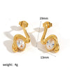Wholesale Geometric Wave Design Diamond Stainless Steel Earrings For Women