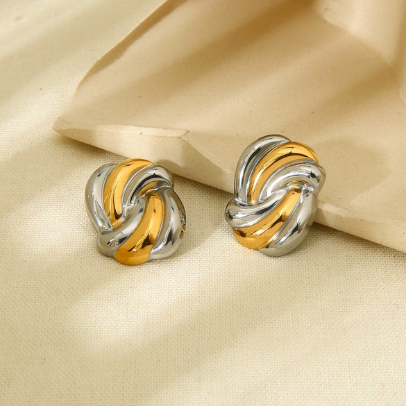 Wholesale Geometric Wave 18K Gold Plated Stainless Steel Earrings For Women