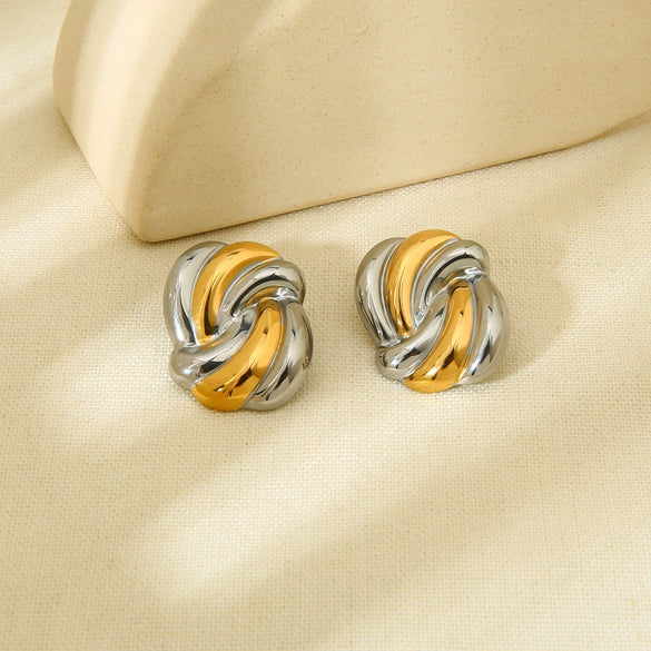 Wholesale Geometric Wave 18K Gold Plated Stainless Steel Earrings For Women