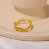 Wholesale Geometric Wave Open Ring For Women Stainless Steel With Electroplating