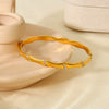 Wholesale Geometric Wavepattern 18K Gold Electroplated Stainless Steel Bracelet For Women
