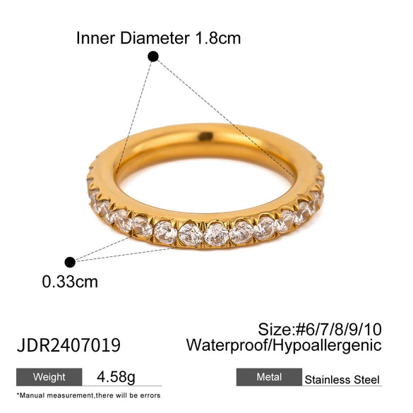 Wholesale Geometric White Zircon Stainless Steel Electroplated Ring Jewelry For Women