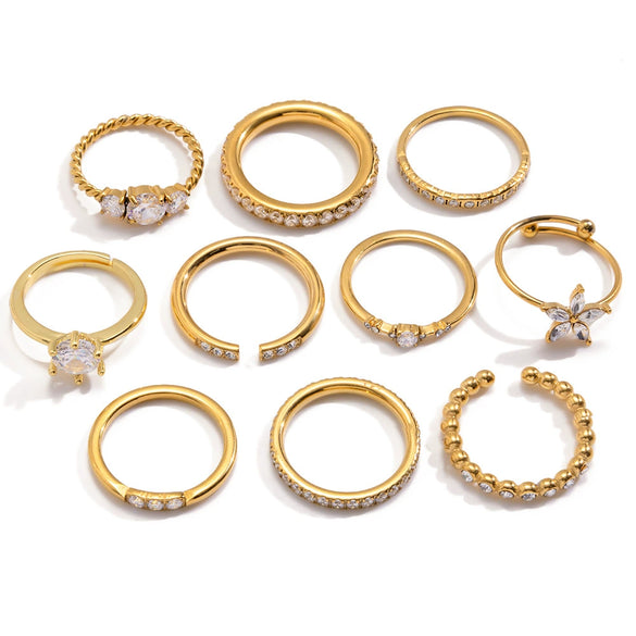Wholesale Geometric White Zircon Stainless Steel Electroplated Ring Jewelry For Women