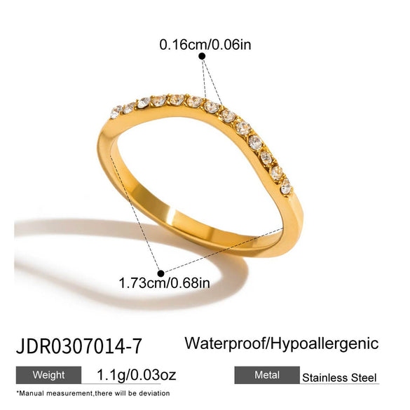 Wholesale Geometric White Zircon Stainless Steel Electroplated Ring Jewelry For Women