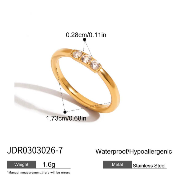Wholesale Geometric White Zircon Stainless Steel Electroplated Ring Jewelry For Women
