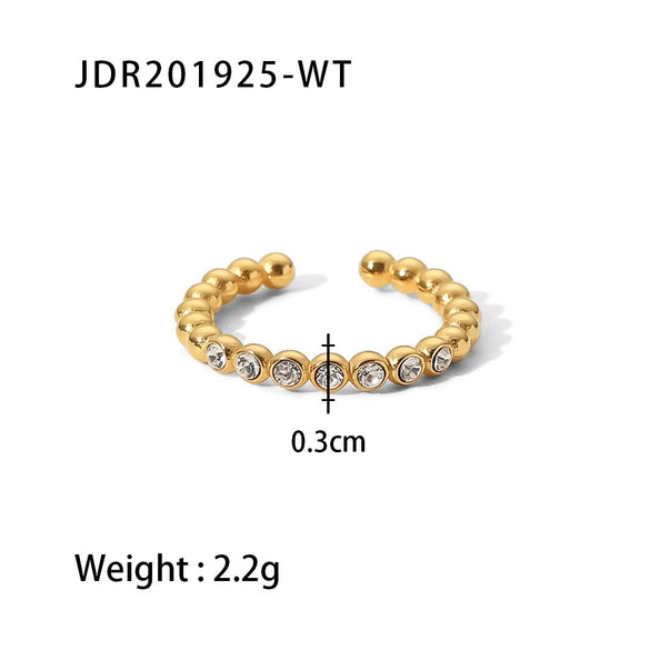Wholesale Geometric White Zircon Stainless Steel Electroplated Ring Jewelry For Women