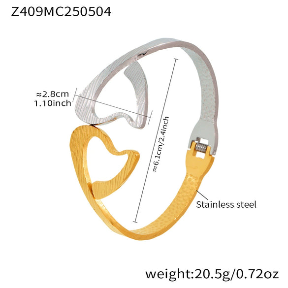 Wholesale Geometric Wide Hollow Stainless Steel Bracelet With 18K Gold Plated Electroplating