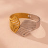 Wholesale Geometric Wide Hollow Stainless Steel Bracelet With 18K Gold Plated Electroplating