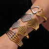Wholesale Geometric Wide Hollow Stainless Steel Bracelet With 18K Gold Plated Electroplating