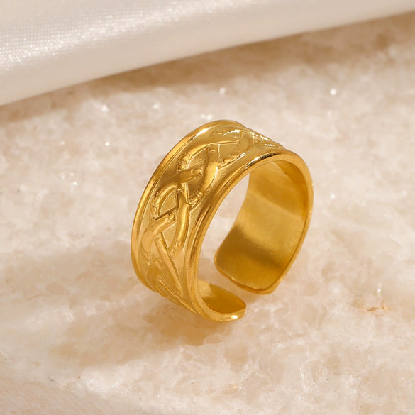 Wholesale Geometric Wide Ring For Women Stainless Steel 18K Goldplated
